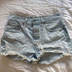 Levi's Light Blue Distressed Jean Shorts